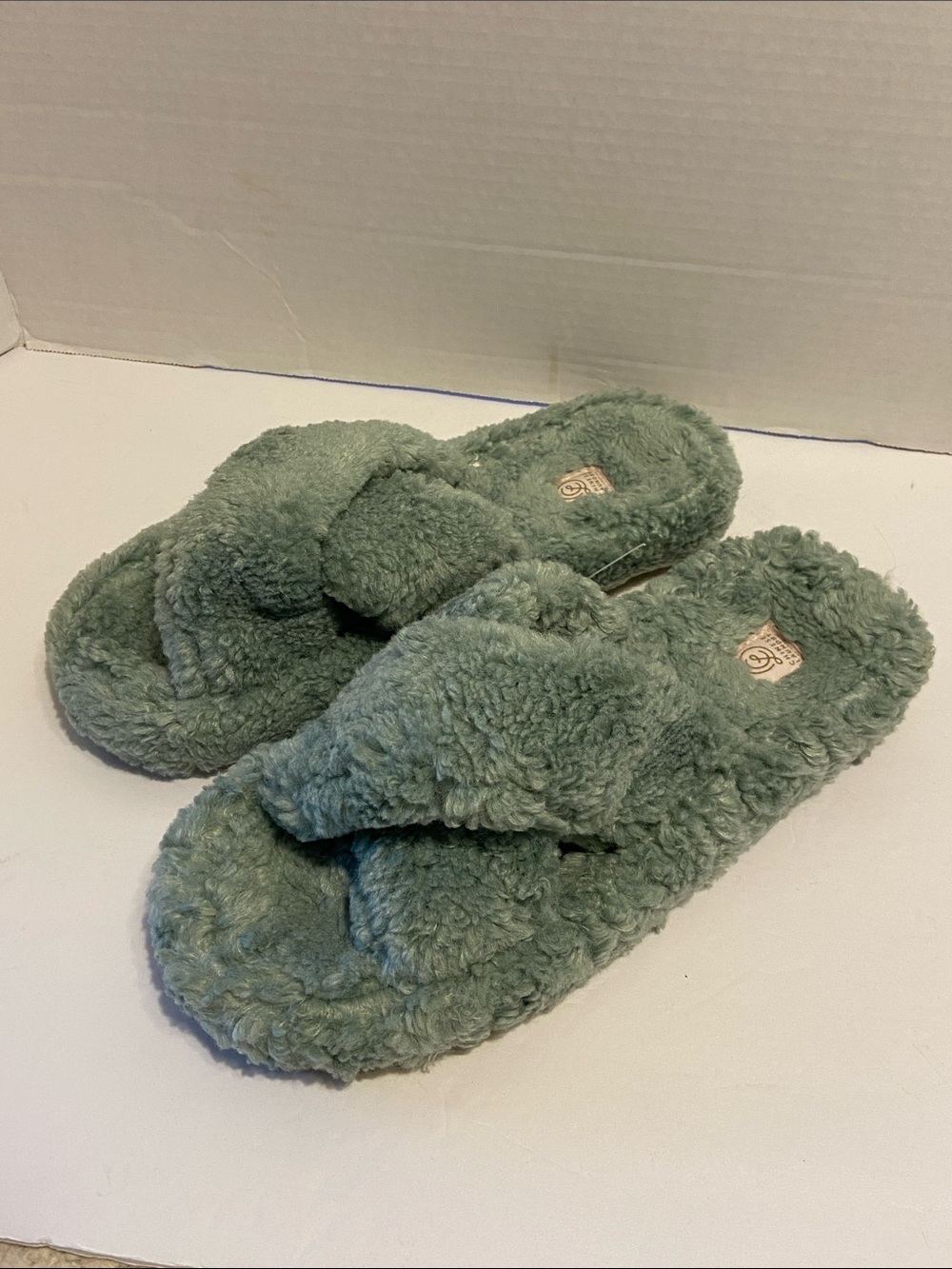 Chinese Laundry Women's Criss Cross Slip-On Slippers Light Green Large 9/10